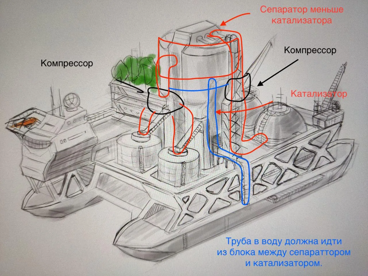 Эскиз плавучей платформы, вариант 5